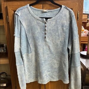 BiBi Light Blue Waffle Knit Top